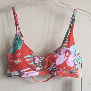 Bebe Tropical Floral Bikini Top Orange Large